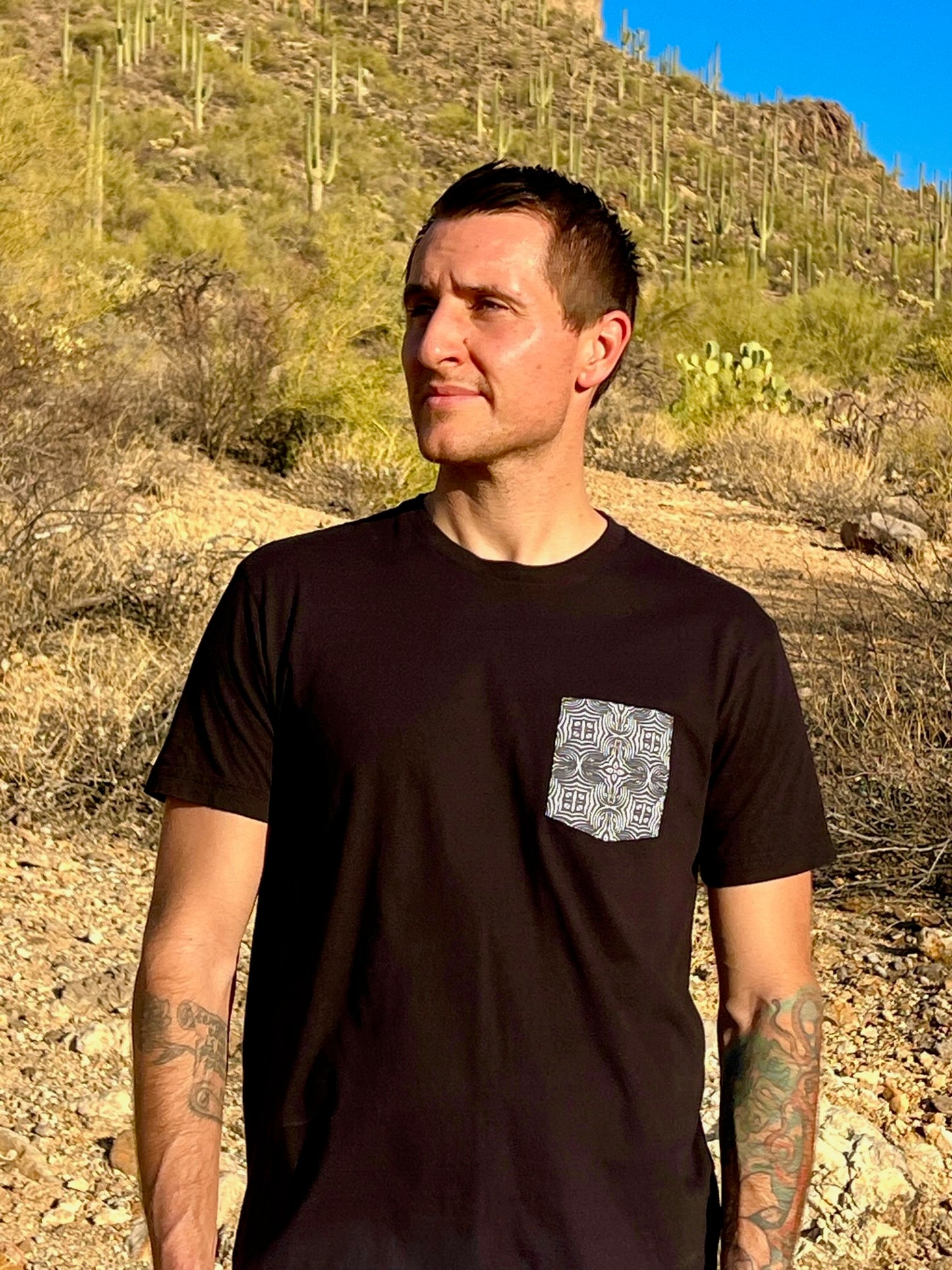Sacred Vibrations Crew Neck Pocket T-Shirt