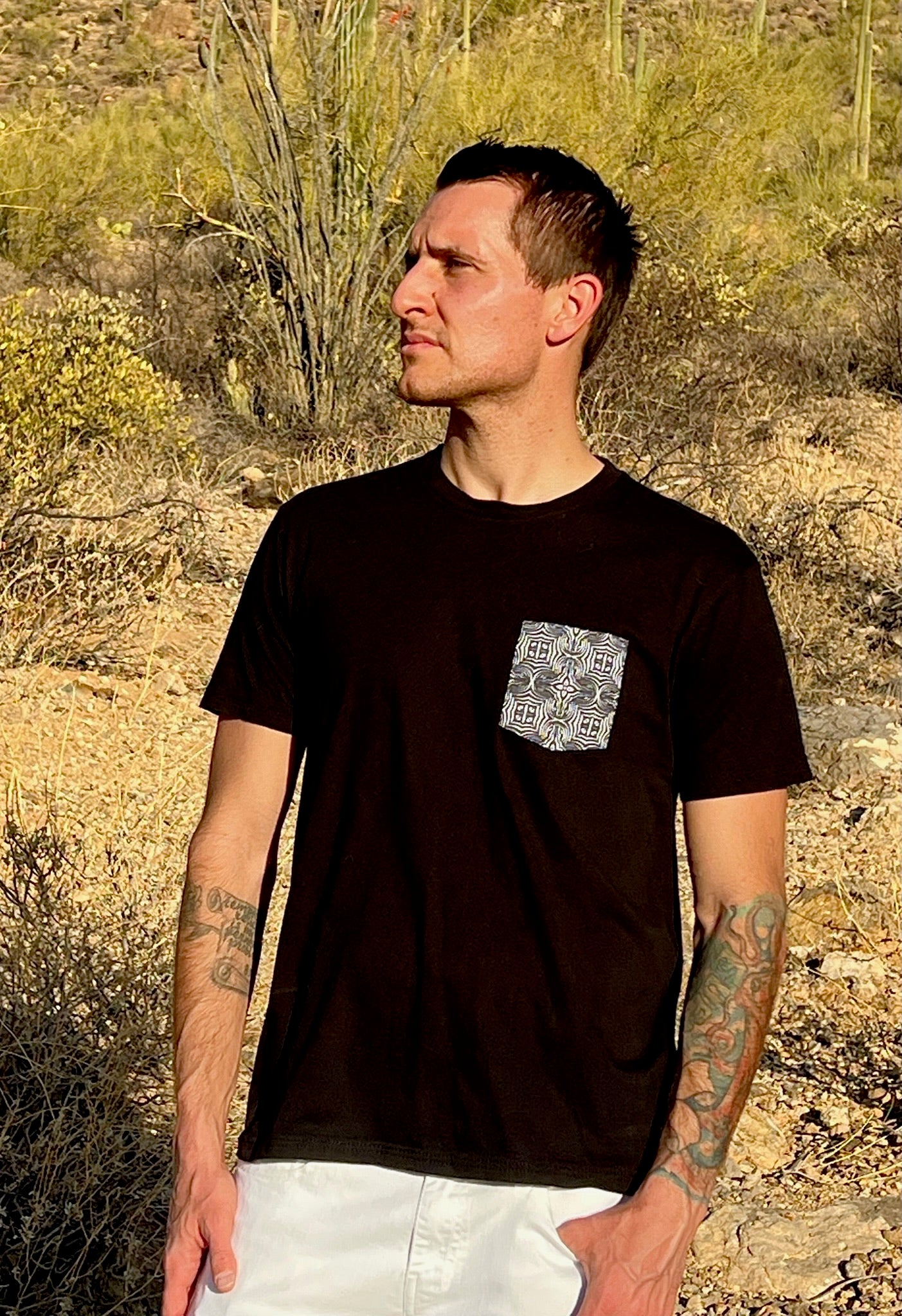 Sacred Vibrations Crew Neck Pocket T-Shirt