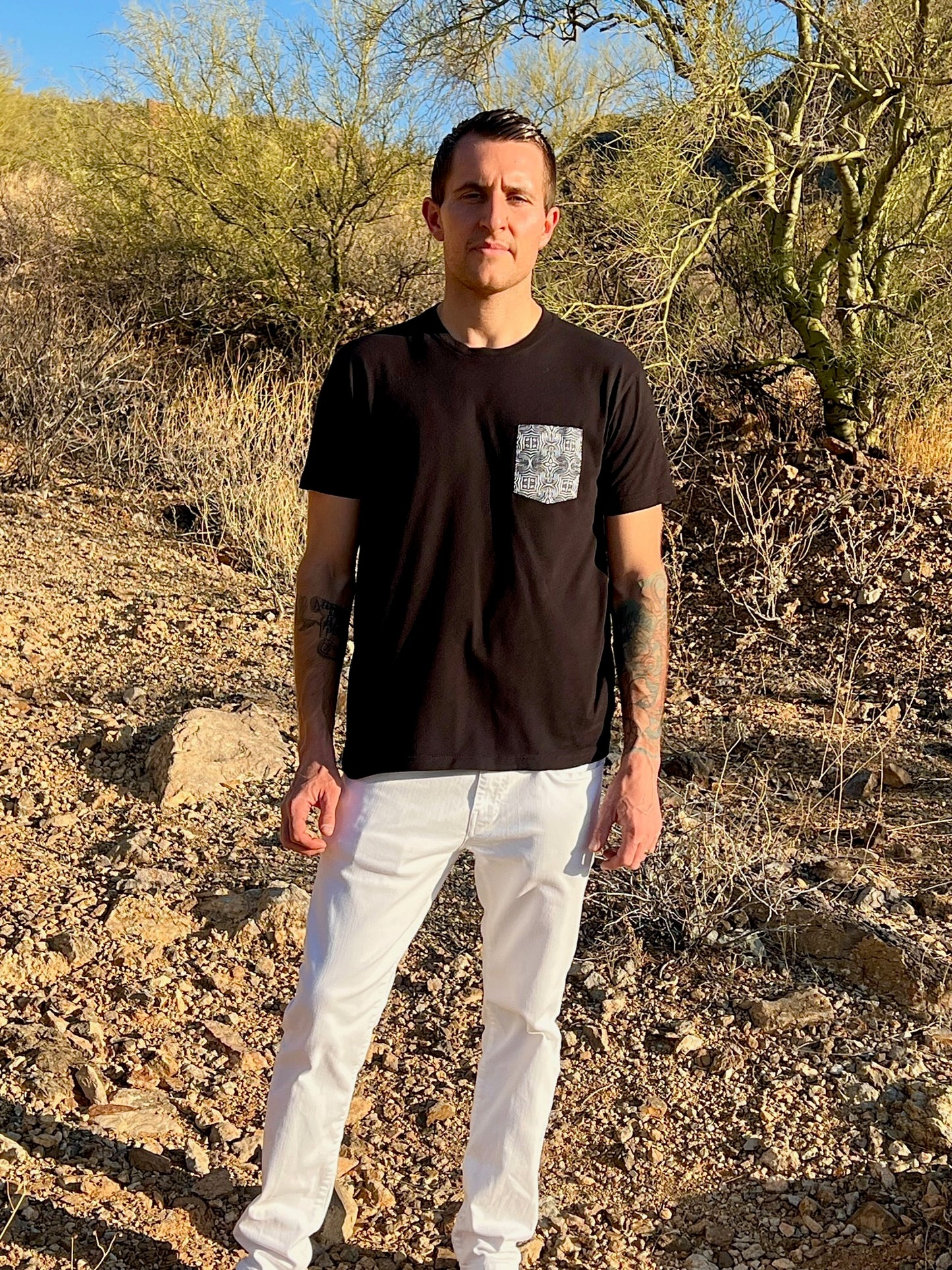 Sacred Vibrations Crew Neck Pocket T-Shirt
