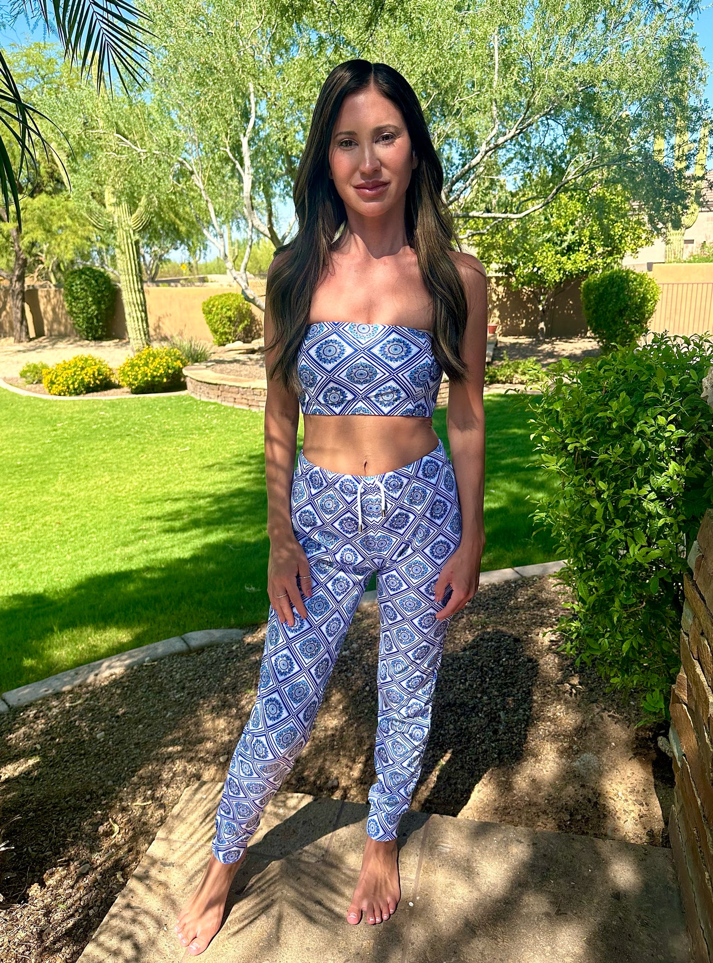 Indigo Cactus Flower Tube Top