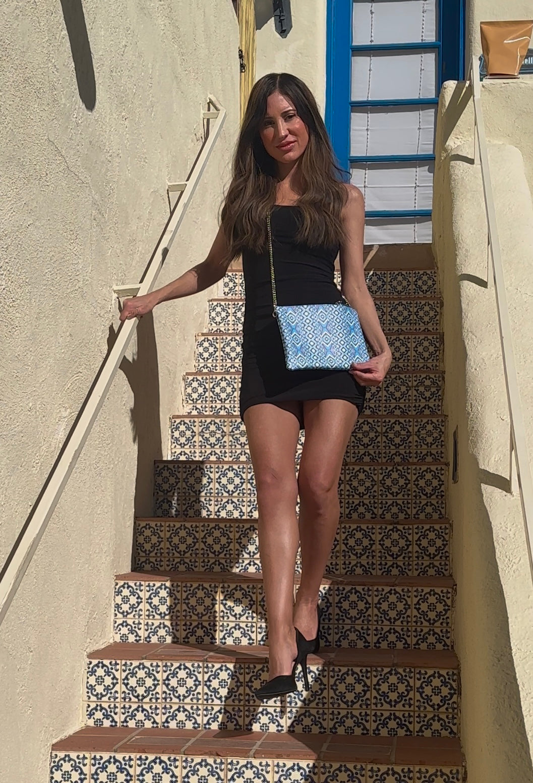 Turquoise and Amethyst Leather Crossbody Bag