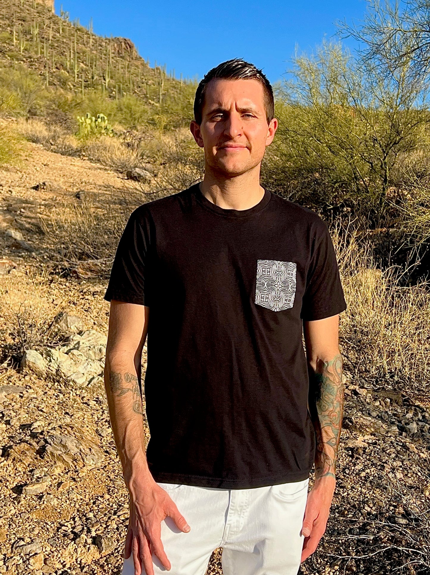 Sacred Vibrations Crew Neck Pocket T-Shirt