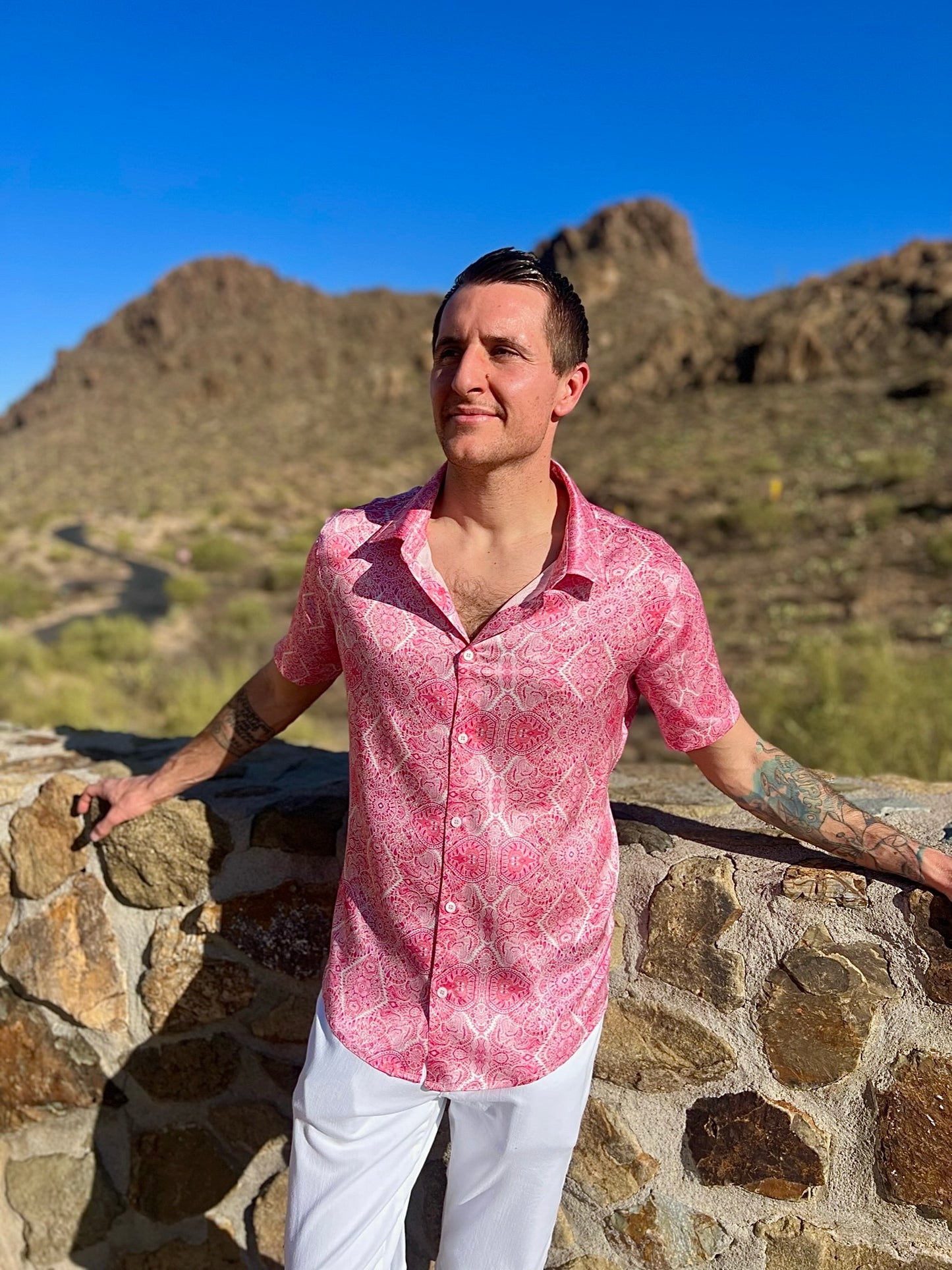 Funky and Fuego Silk Short Sleeve Shirt