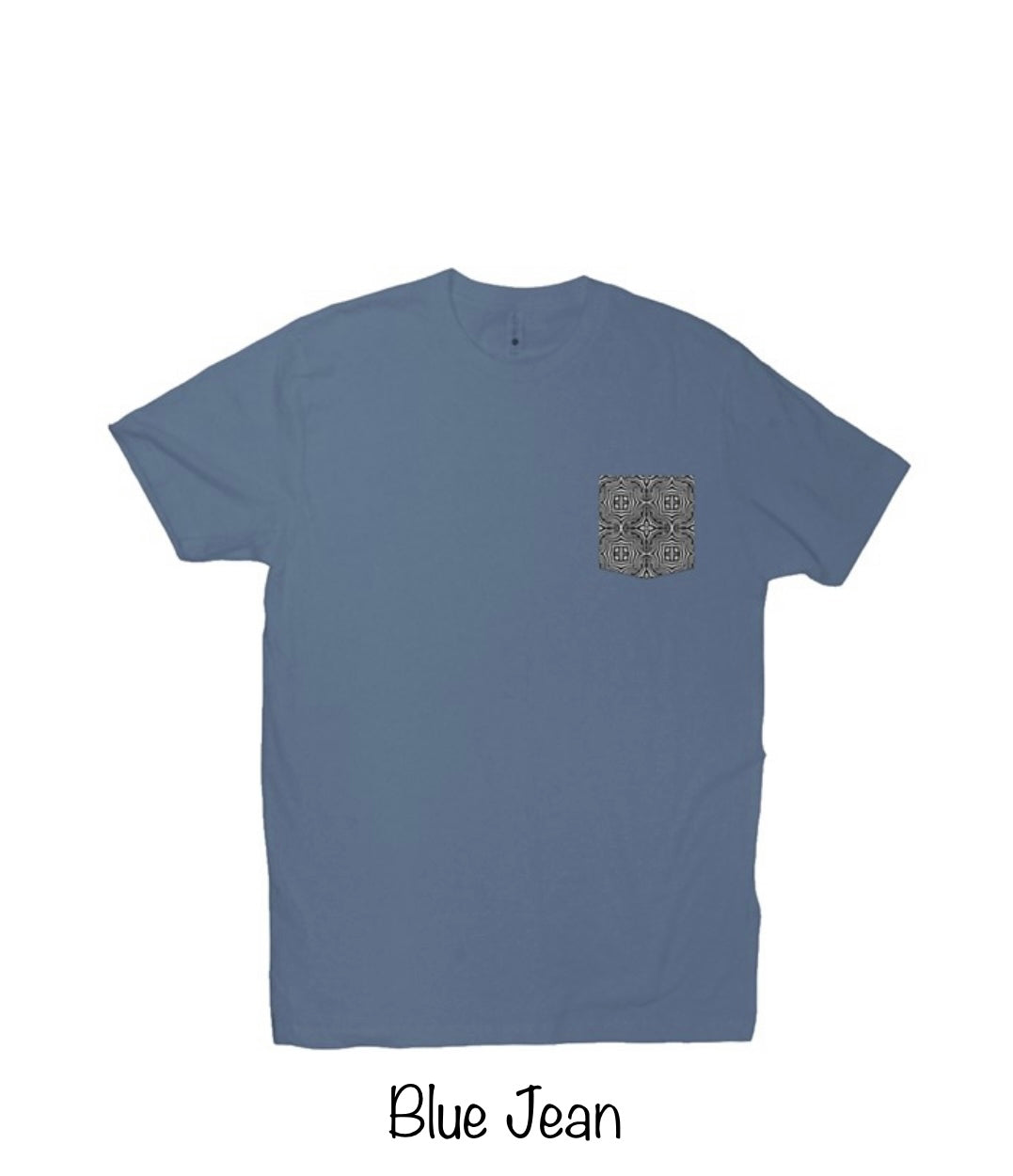 Sacred Vibrations Slate Blue Crew Neck Pocket T-Shirt