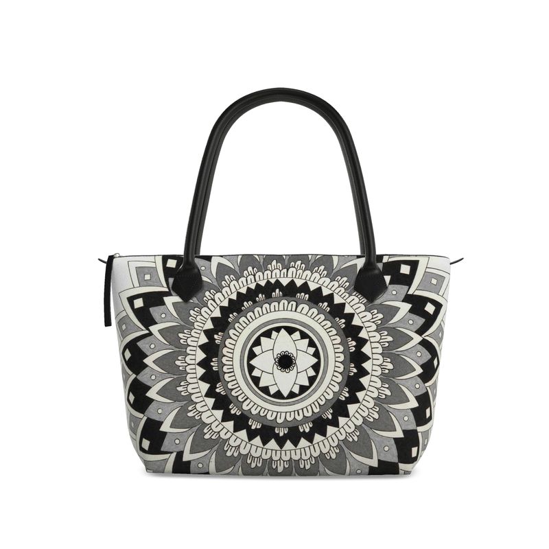 Sacred Bloom Leather Zip Top Handbag