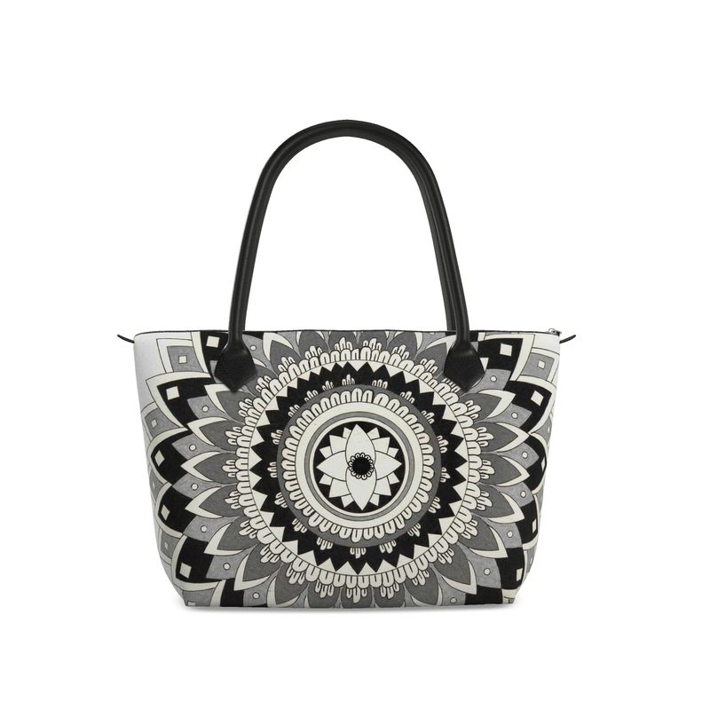 Sacred Bloom Leather Zip Top Handbag