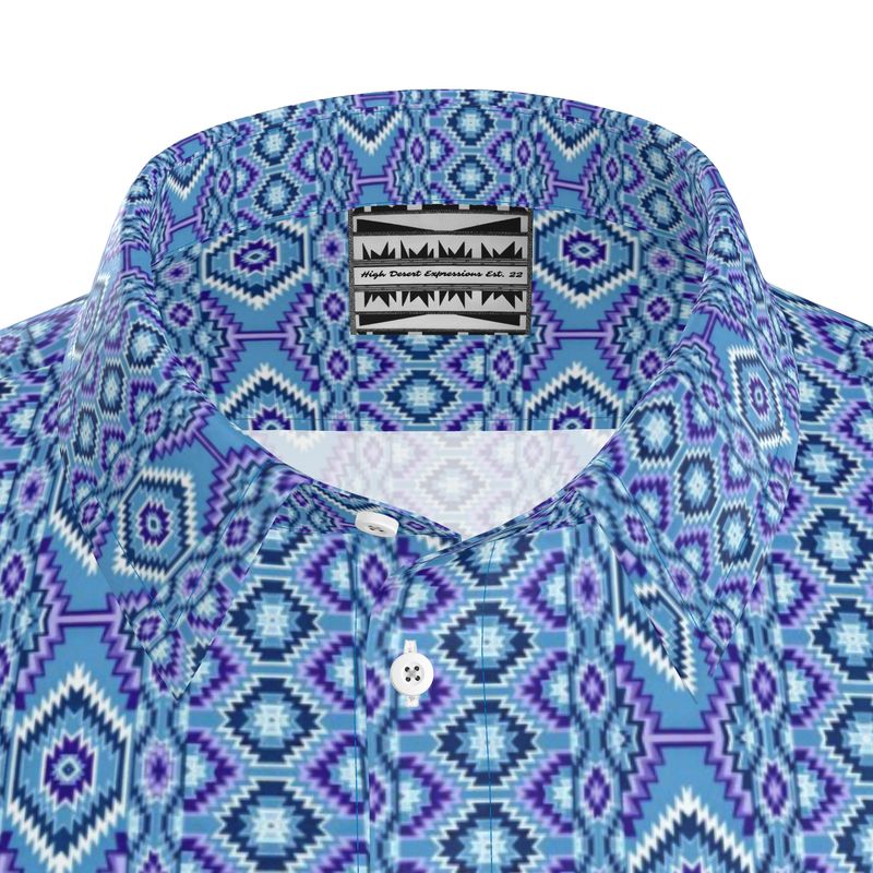 Turquoise and Amethyst Silk Dress Shirt