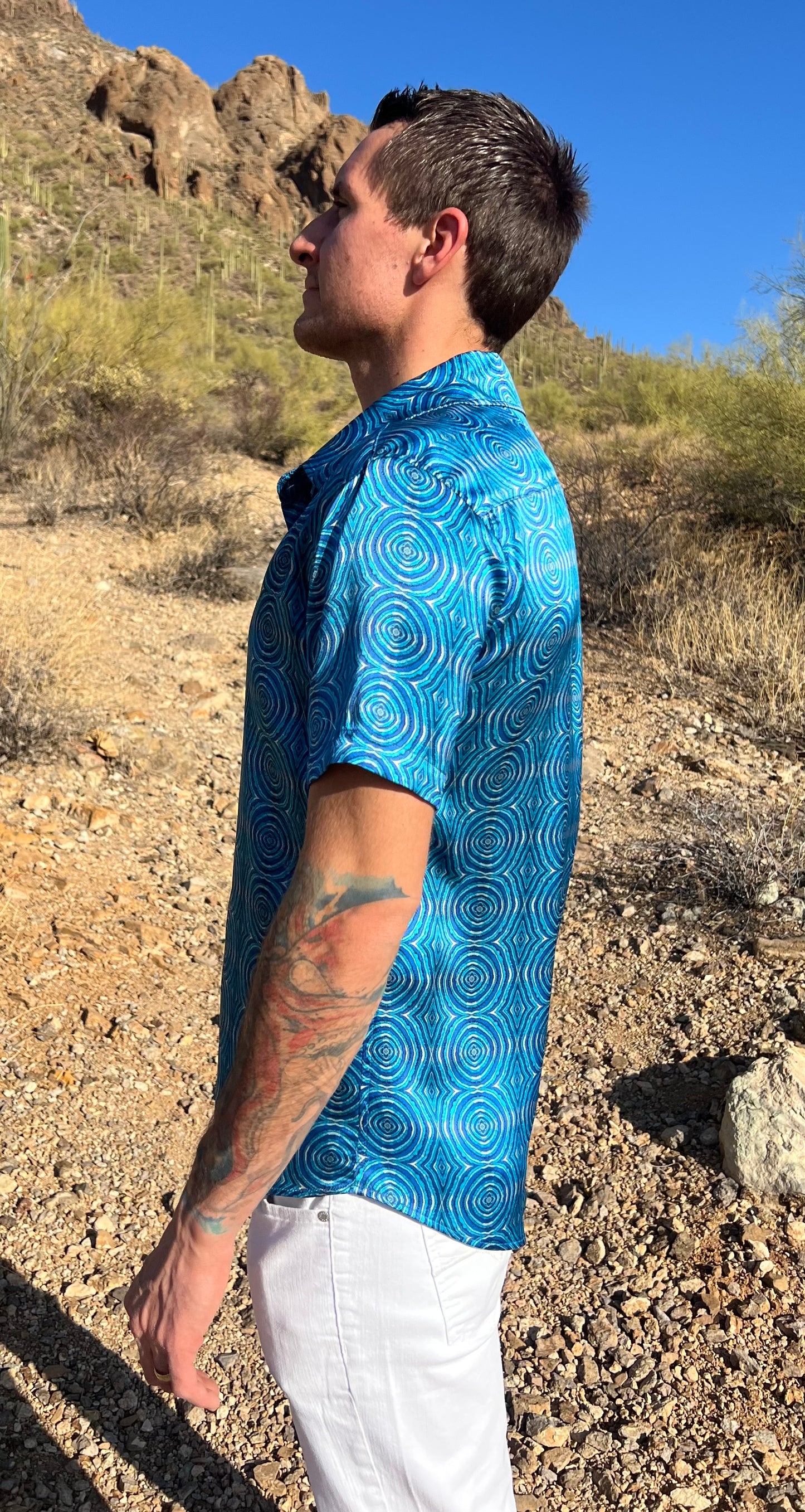 Azul Medallions Silk Short Sleeve Shirt