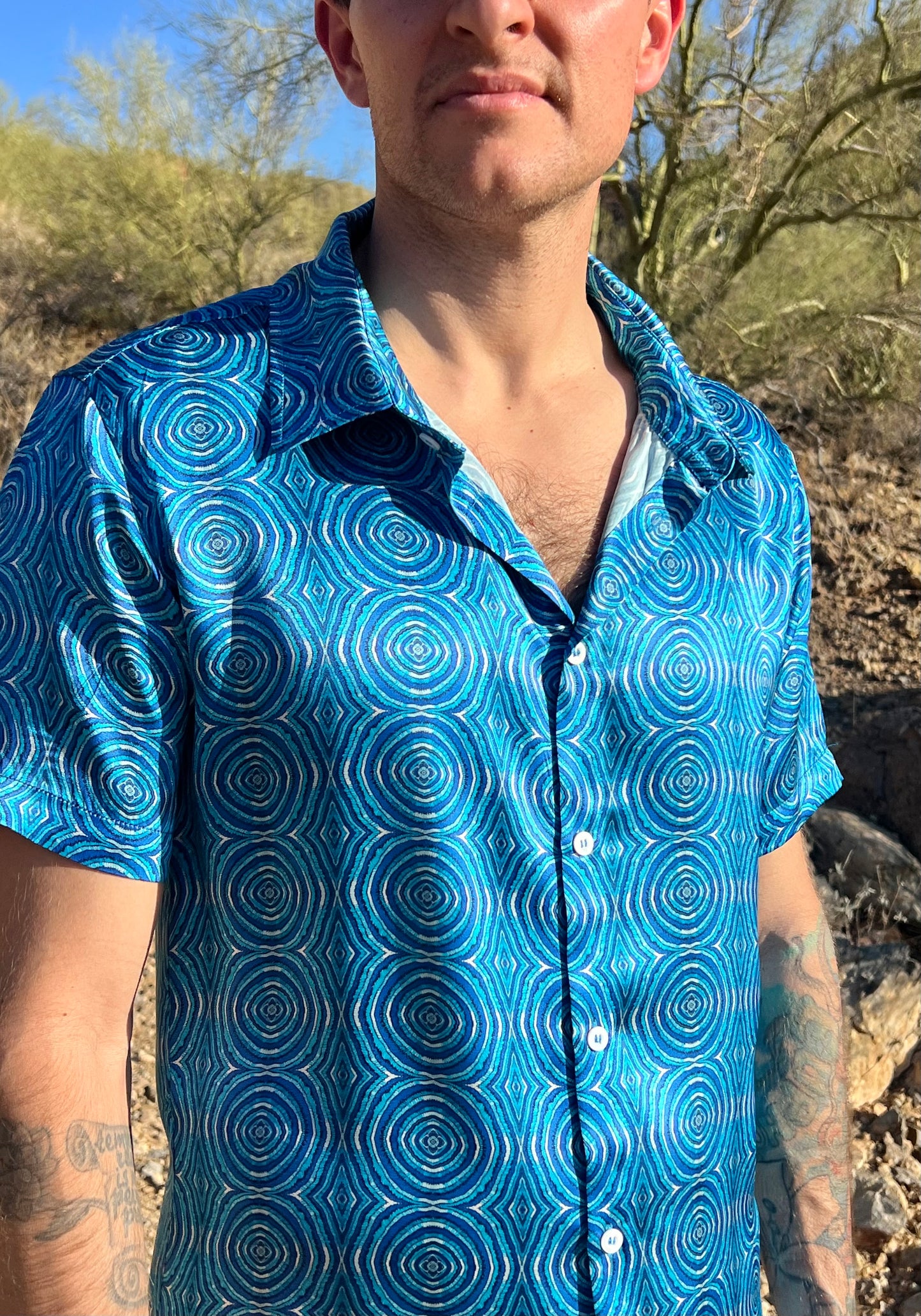 Azul Medallions Silk Short Sleeve Shirt