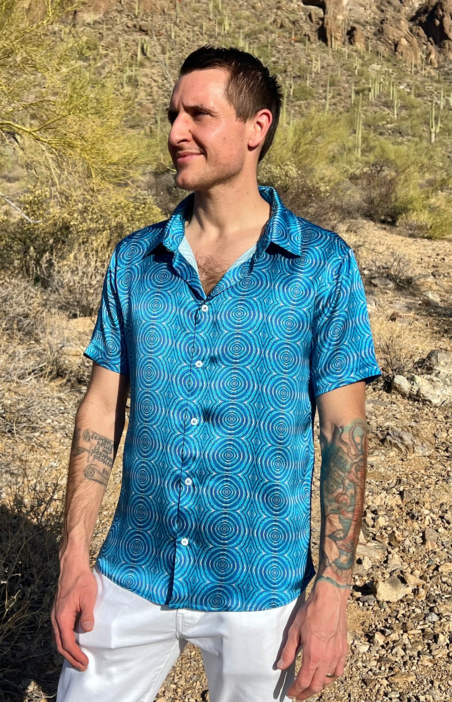 Azul Medallions Silk Short Sleeve Shirt