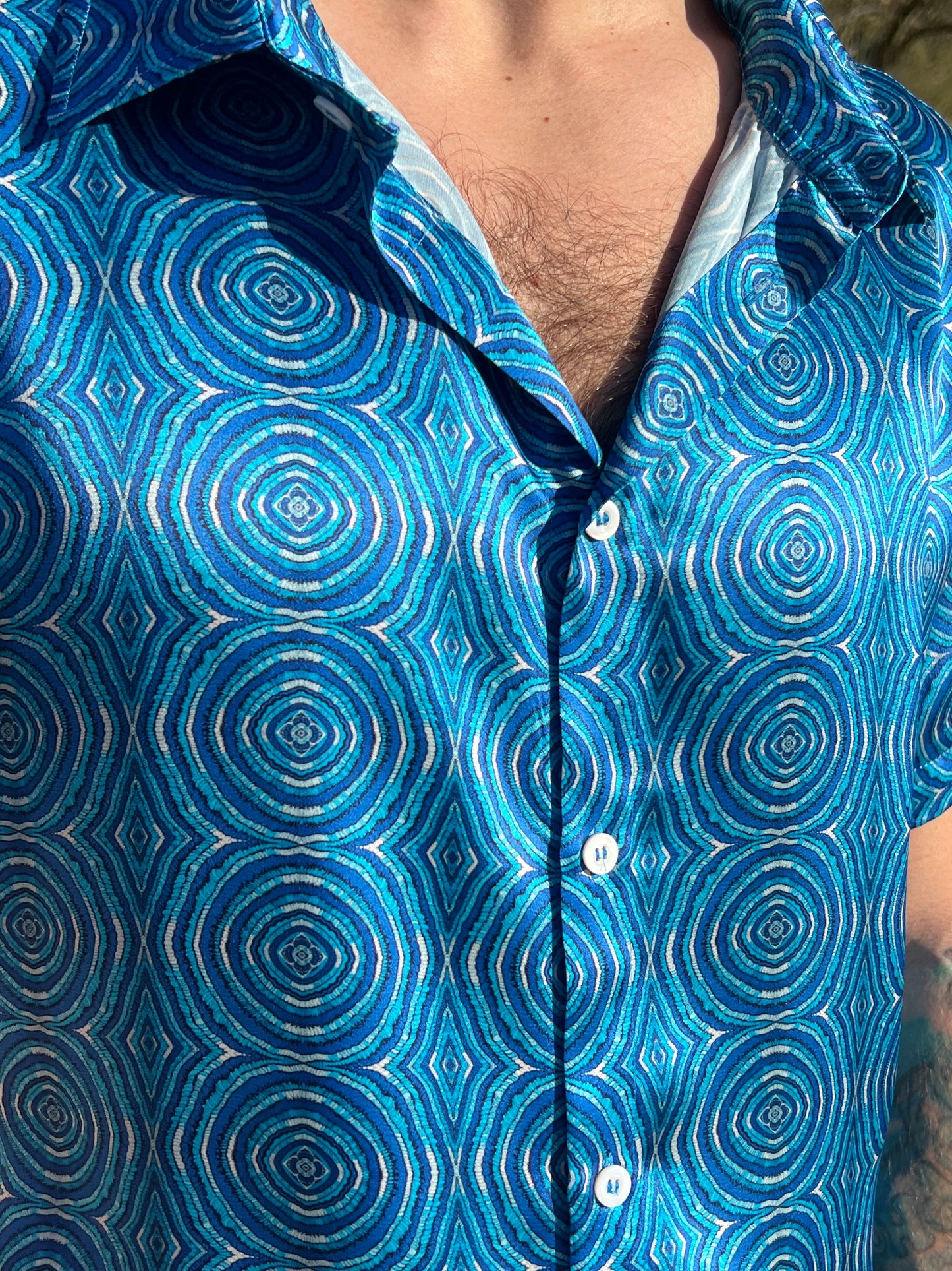 Azul Medallions Silk Short Sleeve Shirt