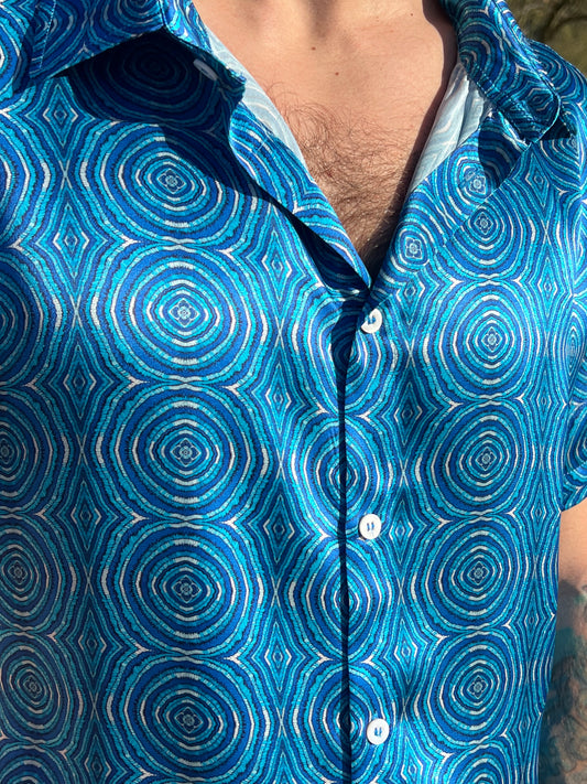 Azul Medallions Silk Short Sleeve Shirt